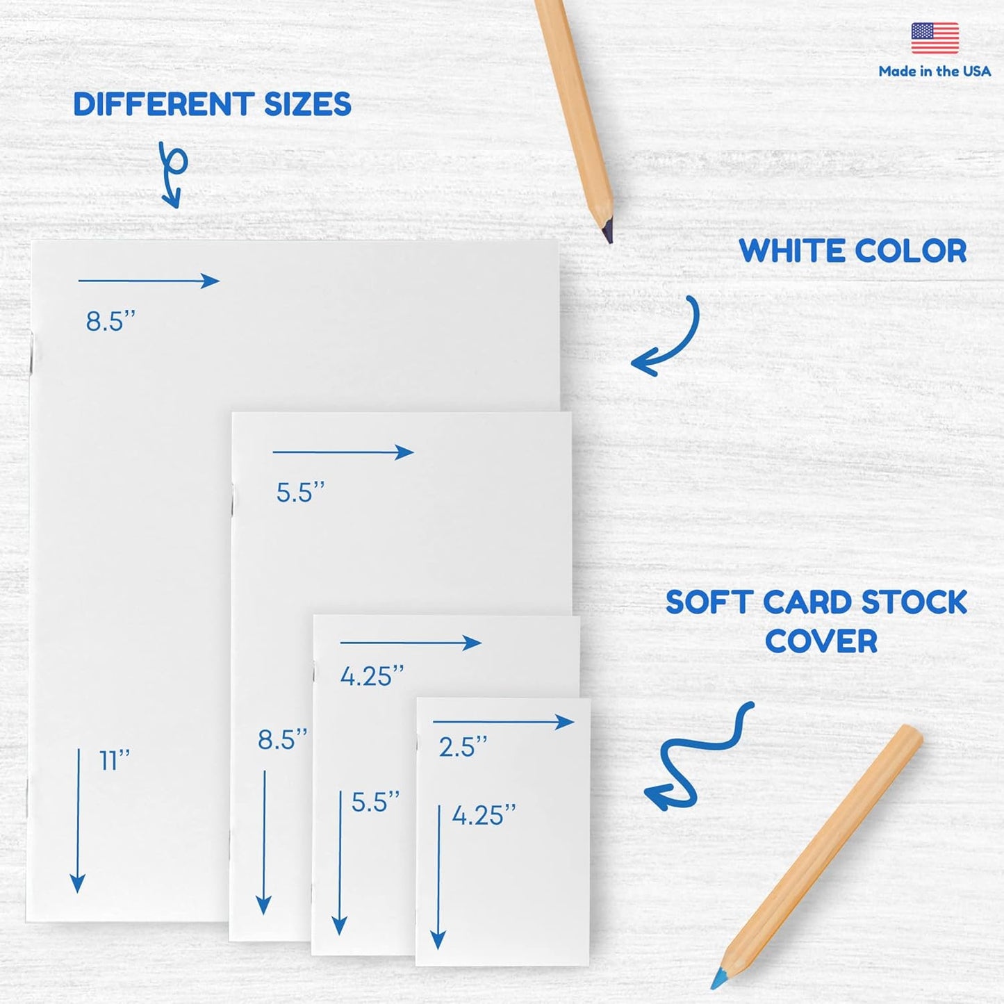 Hygloss Blank Books 8.5 x 11 Inches - 100 Pack – White Paperback for Drawing & Writing – Empty Books for Journaling, Sketching or Arts & Craft