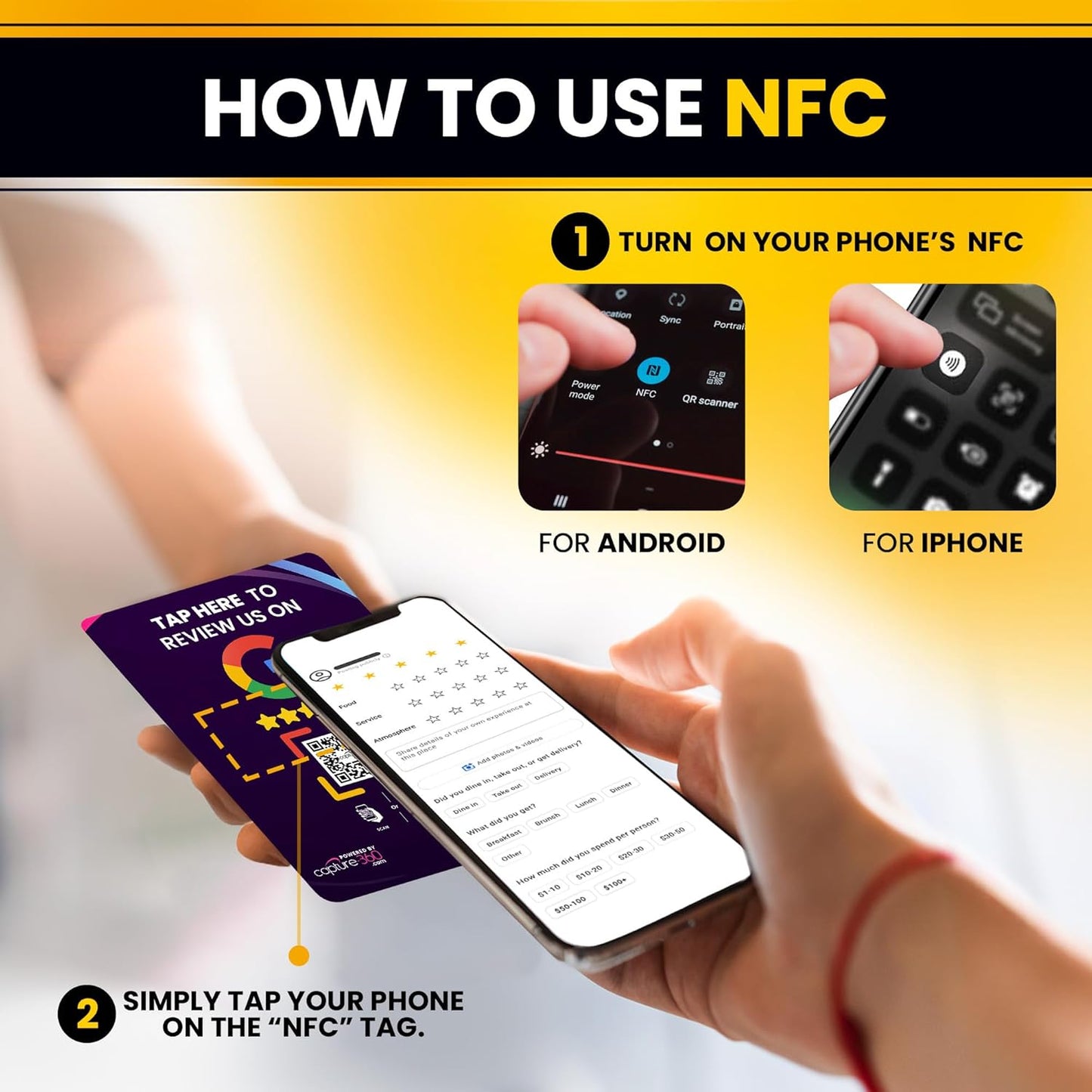 NFC Business Google Review Tap Card, Contactless, Enhances SEO, Saves Time, User-Friendly, Reusable, Boosts Online Presence & Encourages Business Feedback (Purple, 2-Pack Google Cards)