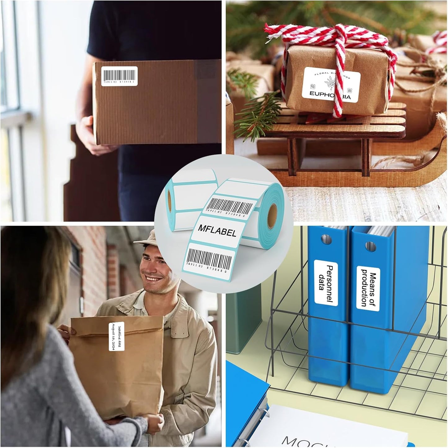 MFLABEL 2.25x1.25 inch Direct Thermal Labels 2-1/4 x 1-1/4 Inch White Thermal Printer Labels for UPC Barcode, Self-Adhesive Address Shipping Thermal Label Stickers 48 Rolls（1 Rolls/1000 Labels）