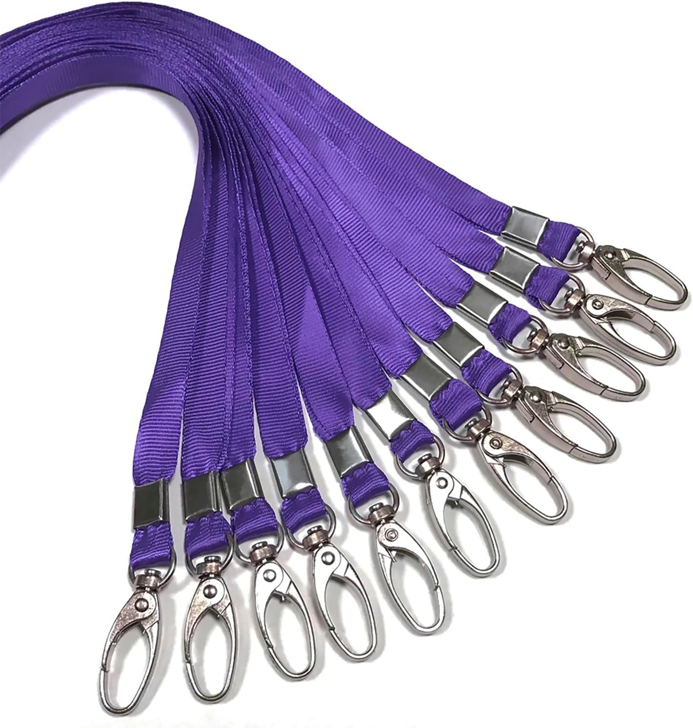 10 Pcs Lanyards Purple Lanyard for Id Badges Nylon Lanyard Bulk Clip Swivel Hook for Office Id Badges Key Chains (Purple)