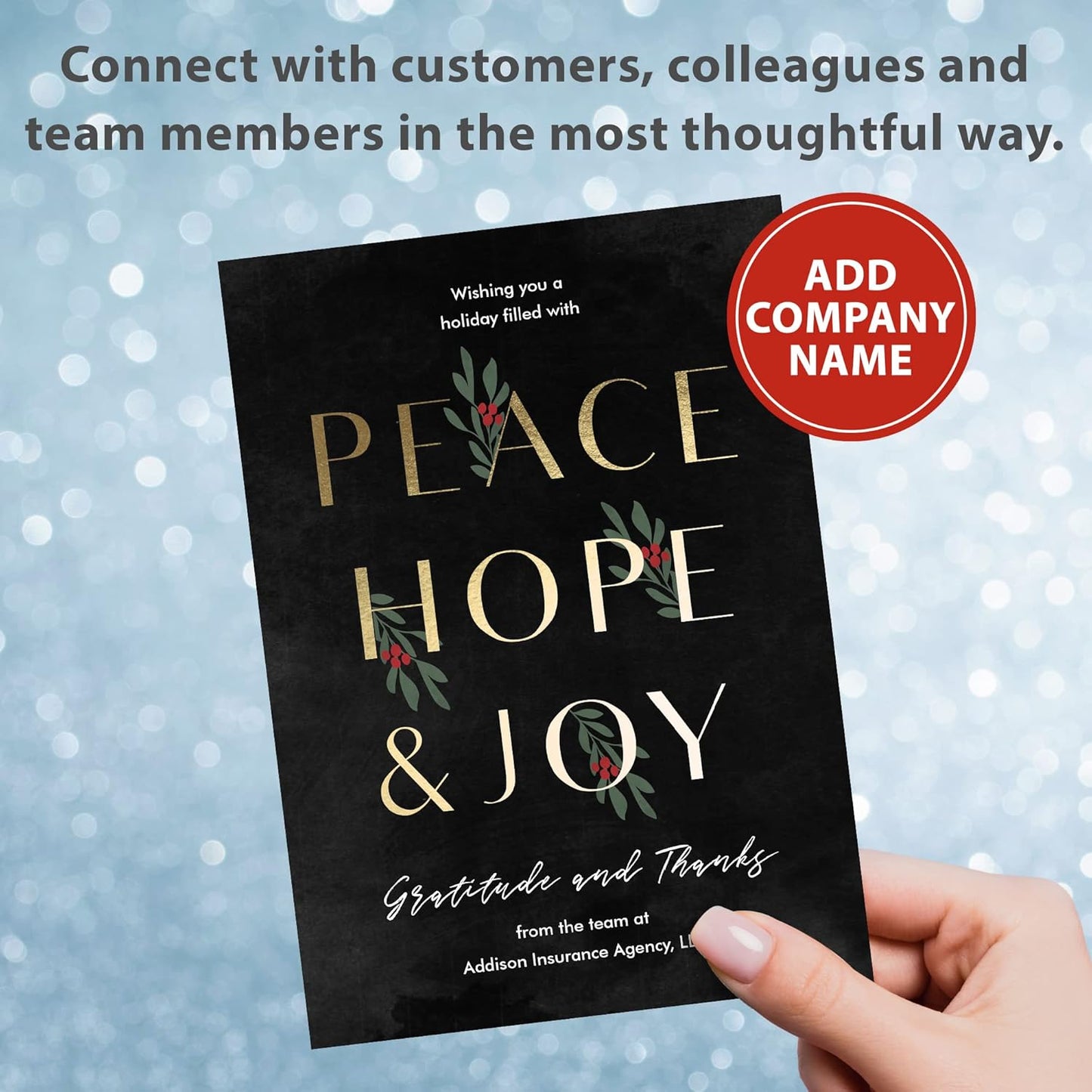 Let's Make Memories Personalized Business Christmas Cards with Envelopes - Premium Quality - 5x7-2025 Holiday Cards & White Envelopes - Peace, Hope & Joy - 200 ct