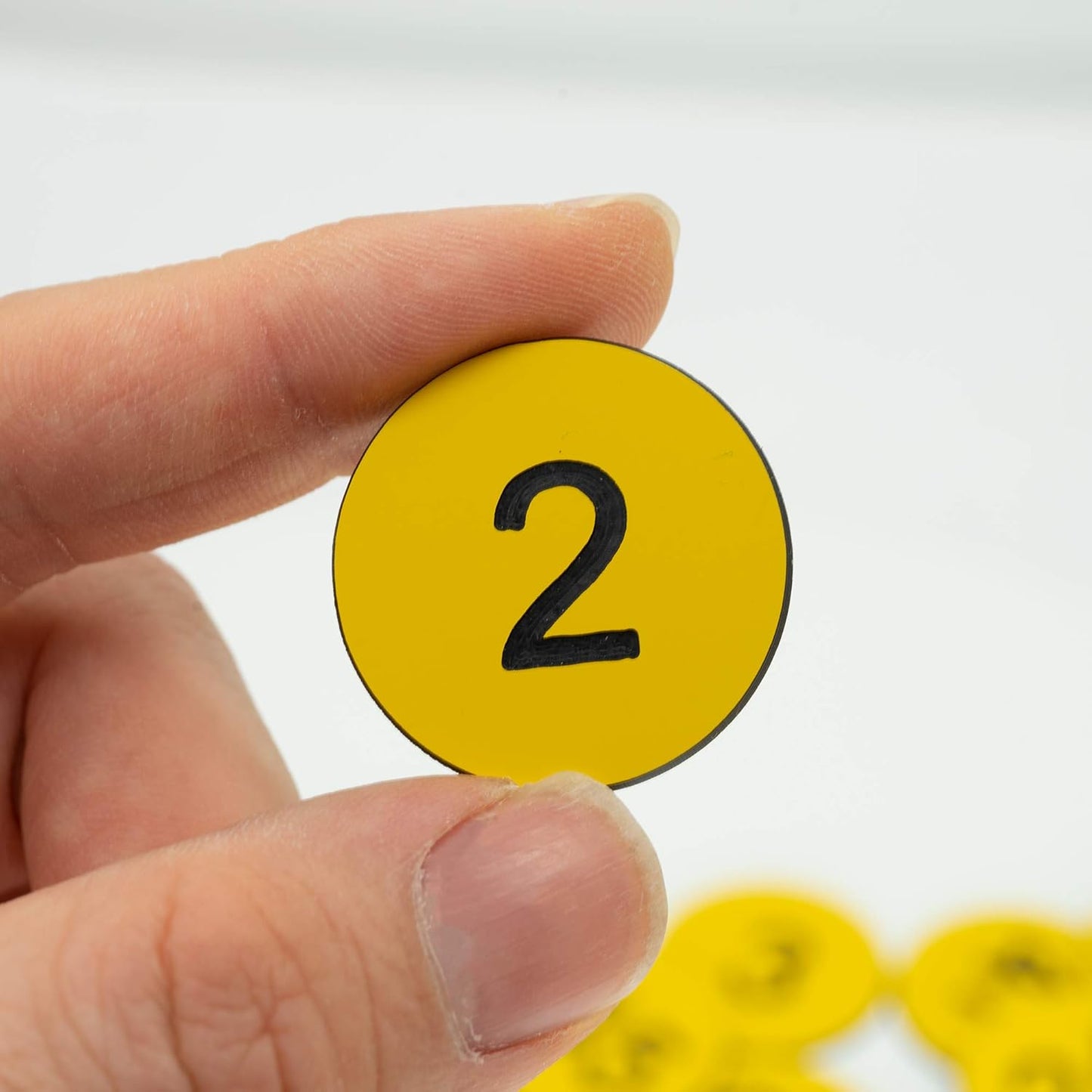 StayMax Plastic Number Tags Engraved Numbered Tags Without Hole (1-100, Yellow)