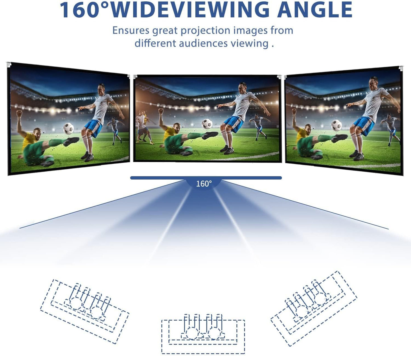 Projector Screen and Stand 150 inch Large Outdoor Projection Screen 16:9 HD 4K Portable Projection Movie Screen with Carry Bag Foldable Anti Crease Windproof Design for Home Theater Backyard Cinema