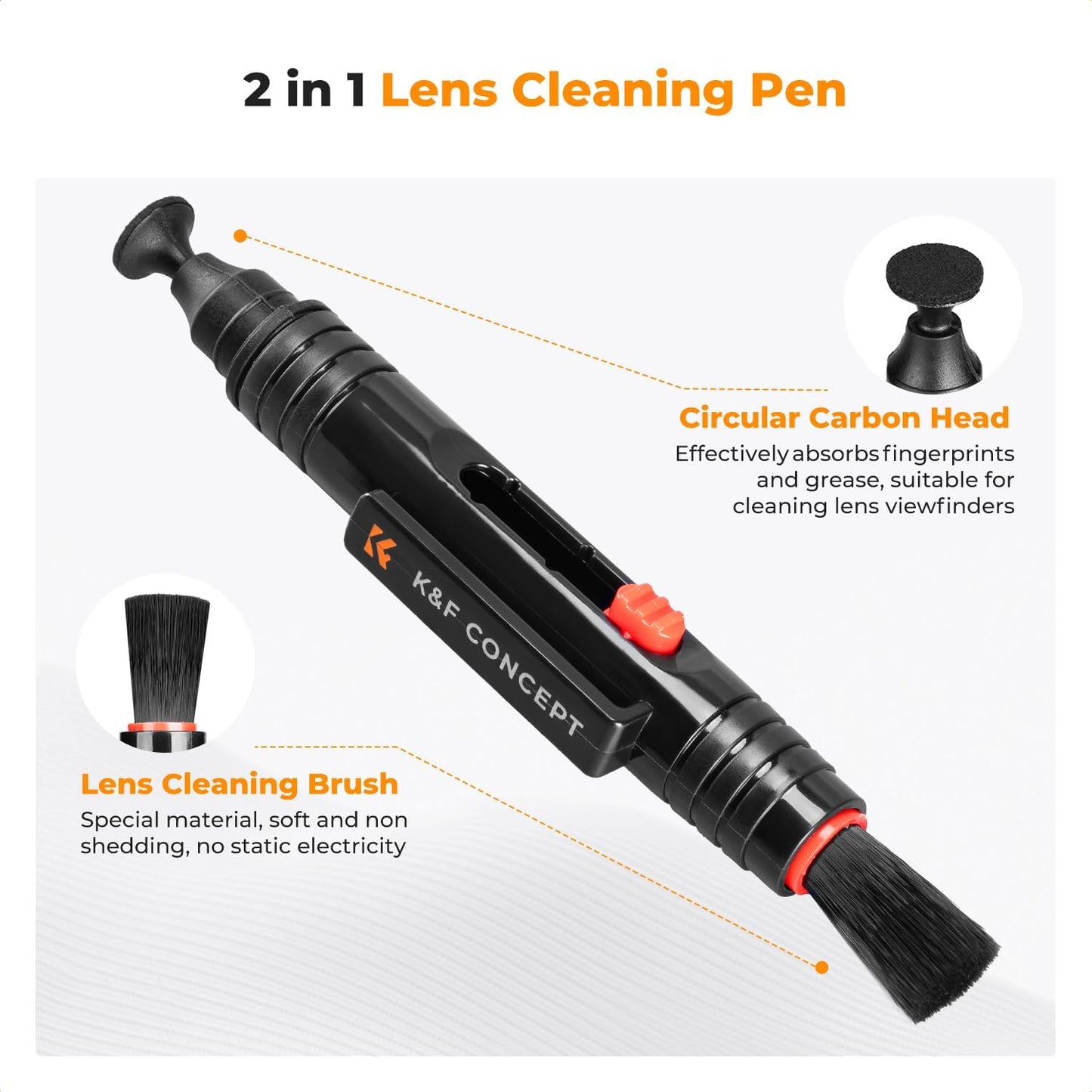 K&F Concept 4-in-1 Camera Cleaning Kit with Lens Brush Pen, Rocket Air Blower, Microfiber Cleaning Cloth, Lens Cleaner Kit for Canon Nikon Pentax Sony DSLR Cameras Cleaning Tool Accessories