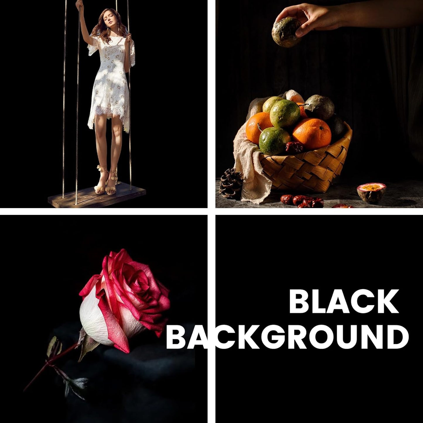 BEIYANG Black 10 x 20 Ft Large Photography Backdrop Screen, Black Non-Reflective Fabric Wrinkle Resistance Photo Background for Photoshoot, Zoom Meeting, Game Live Steaming