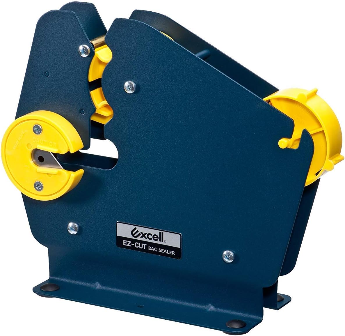 WOD ET-808K Metal Constructed Wide Neck Poly Bag Sealer Taper Dispenser with Trimmer Blade - Ideal for Sealing Large Volume UPVC Bags: Fits Up to 3/4 inch Wide (Holds 3 inch Core)