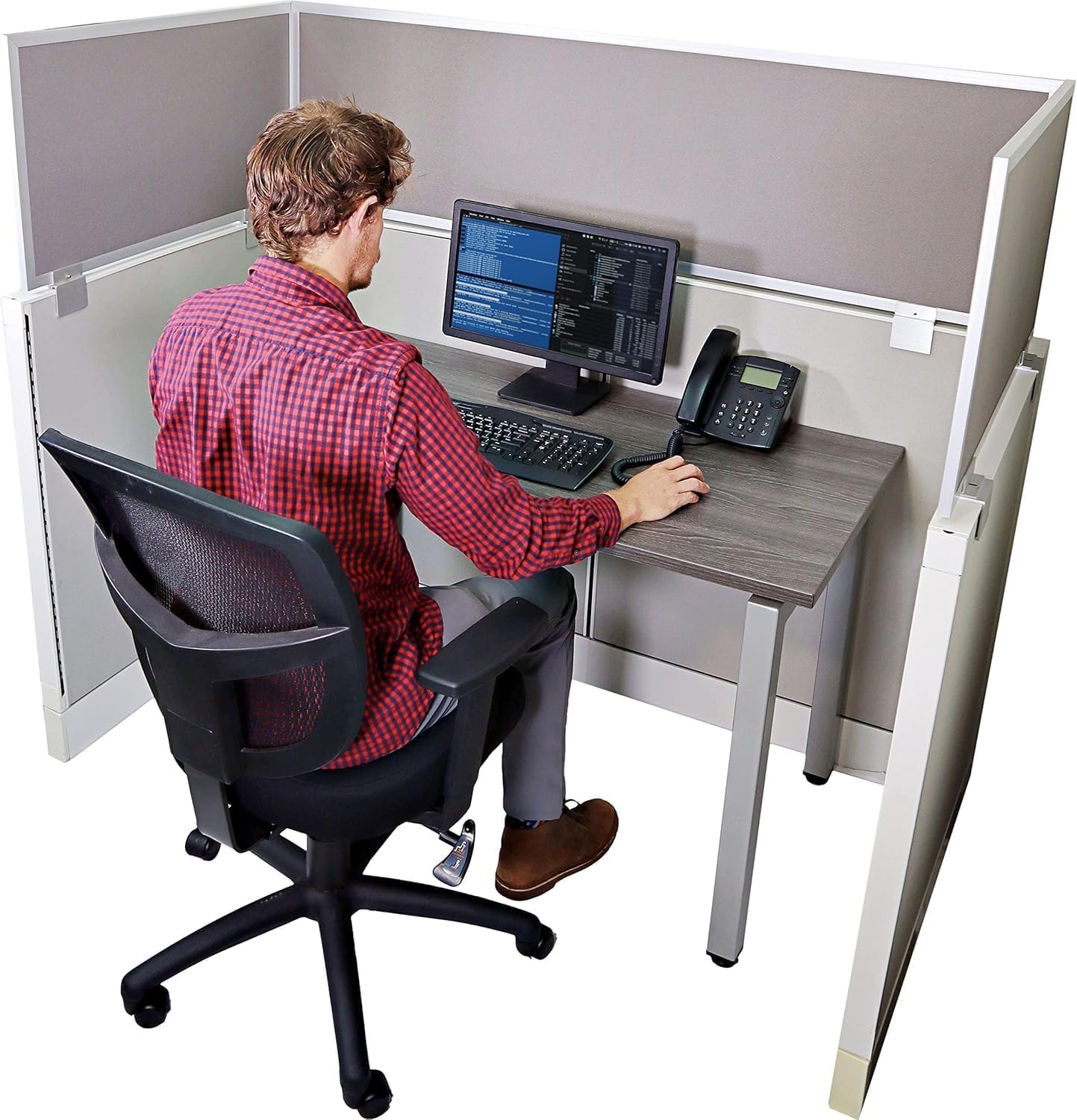 OBEX Acoustical Cubicle Privacy Screen Extender Desk Panel & Office Divider, Add Separation & Block Noise, 18" x 42", Overcast