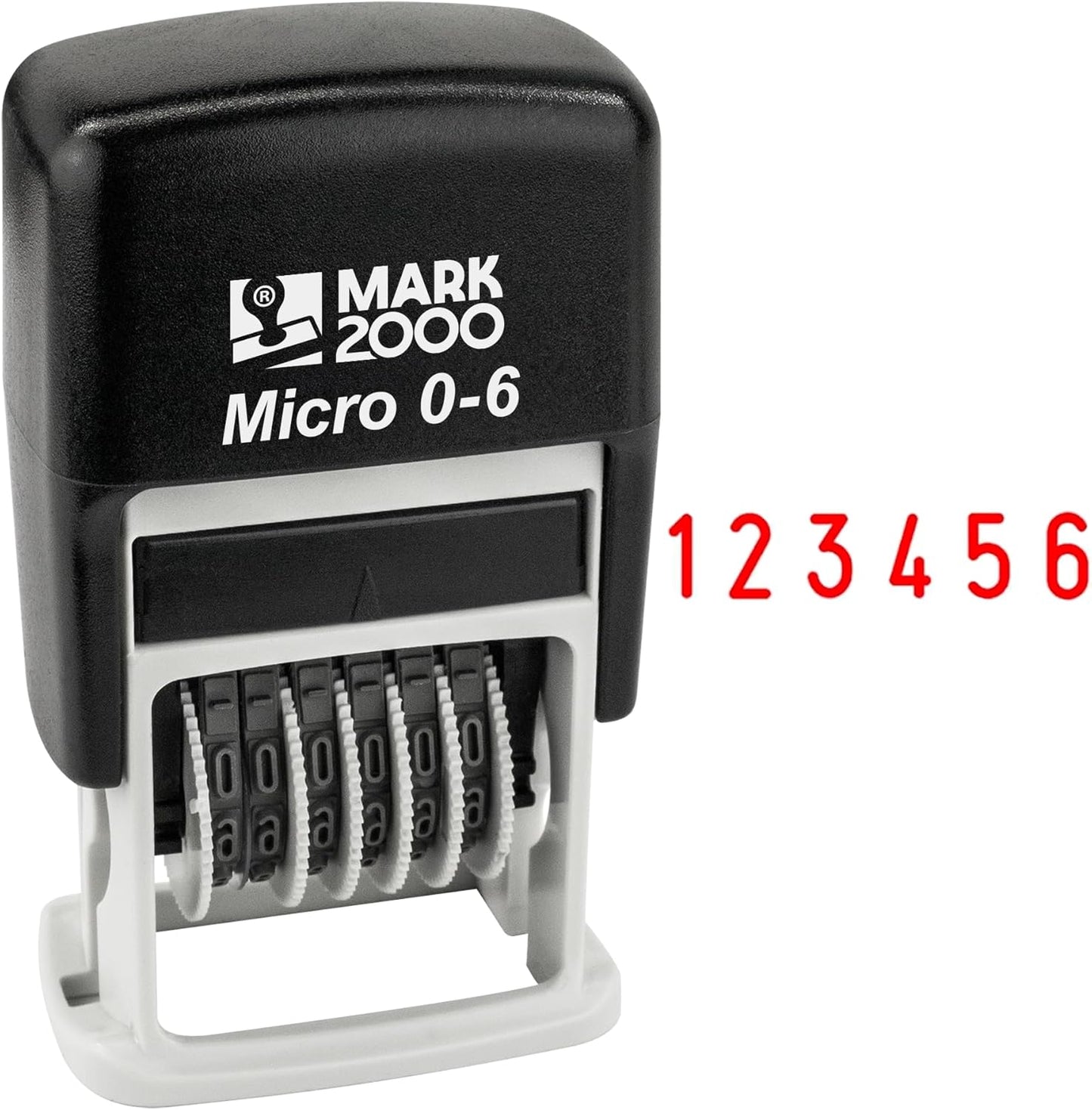 Mark 2000-S126-6 Digits Self-Inking Number Stamp - Red Color