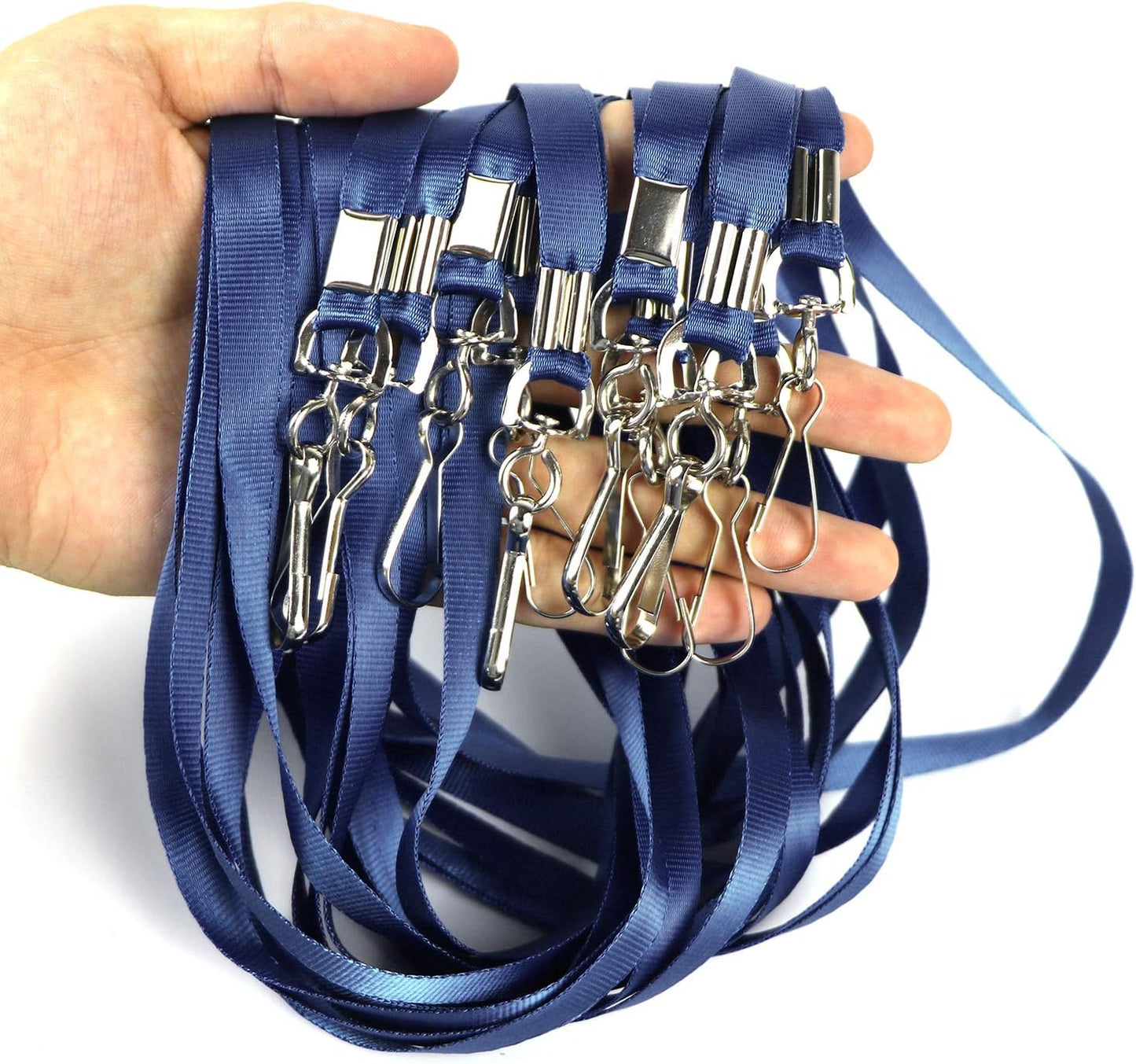 Bulk Lanyards Premium Cruise Lanyard Nylon Badge Lanyards for Id Holder Perfect for Office, Kids, Teachers (Navy Blue, 100Pack)