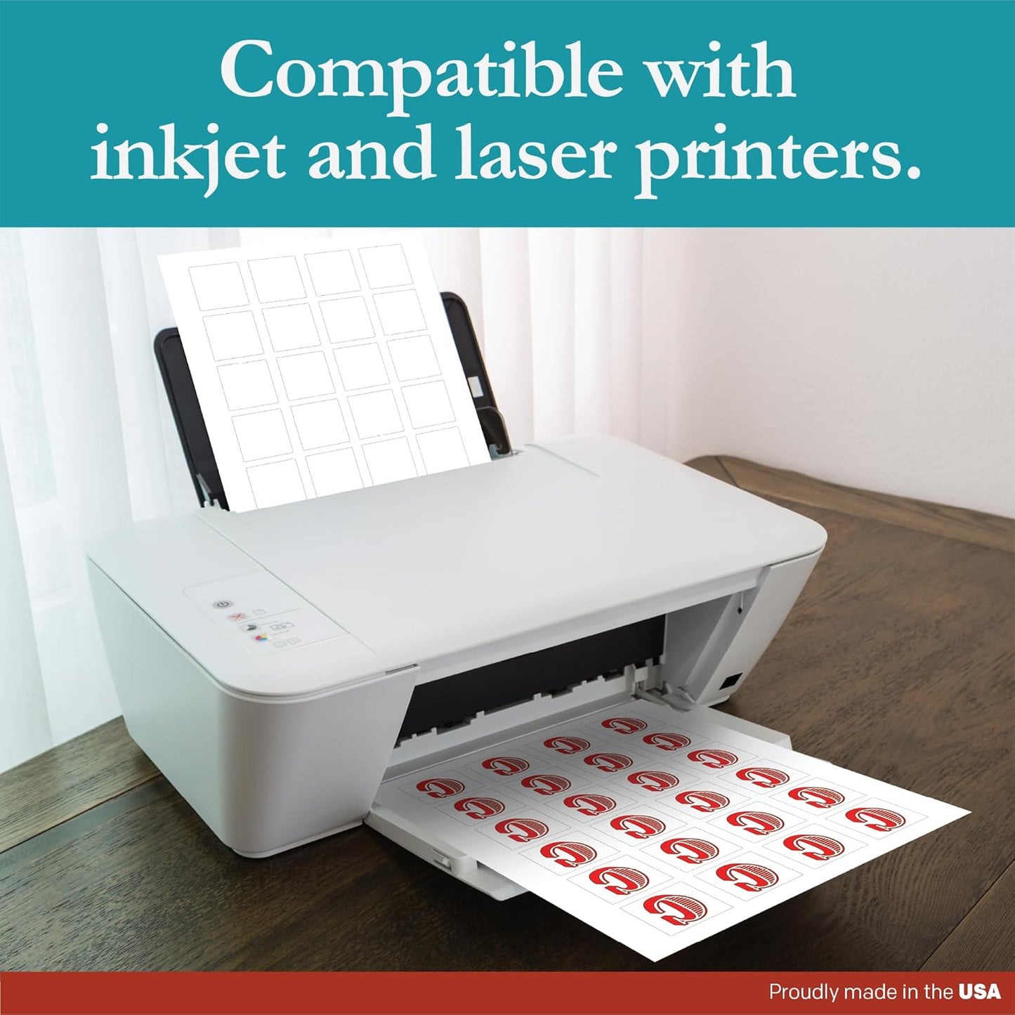 Premium Label Supply White Sticker Square Labels – 1.5" x 1.5" – Laser/Inkjet Compatible – (24 per Sheet), 25 Sheets – 600 Total Adhesive Labels