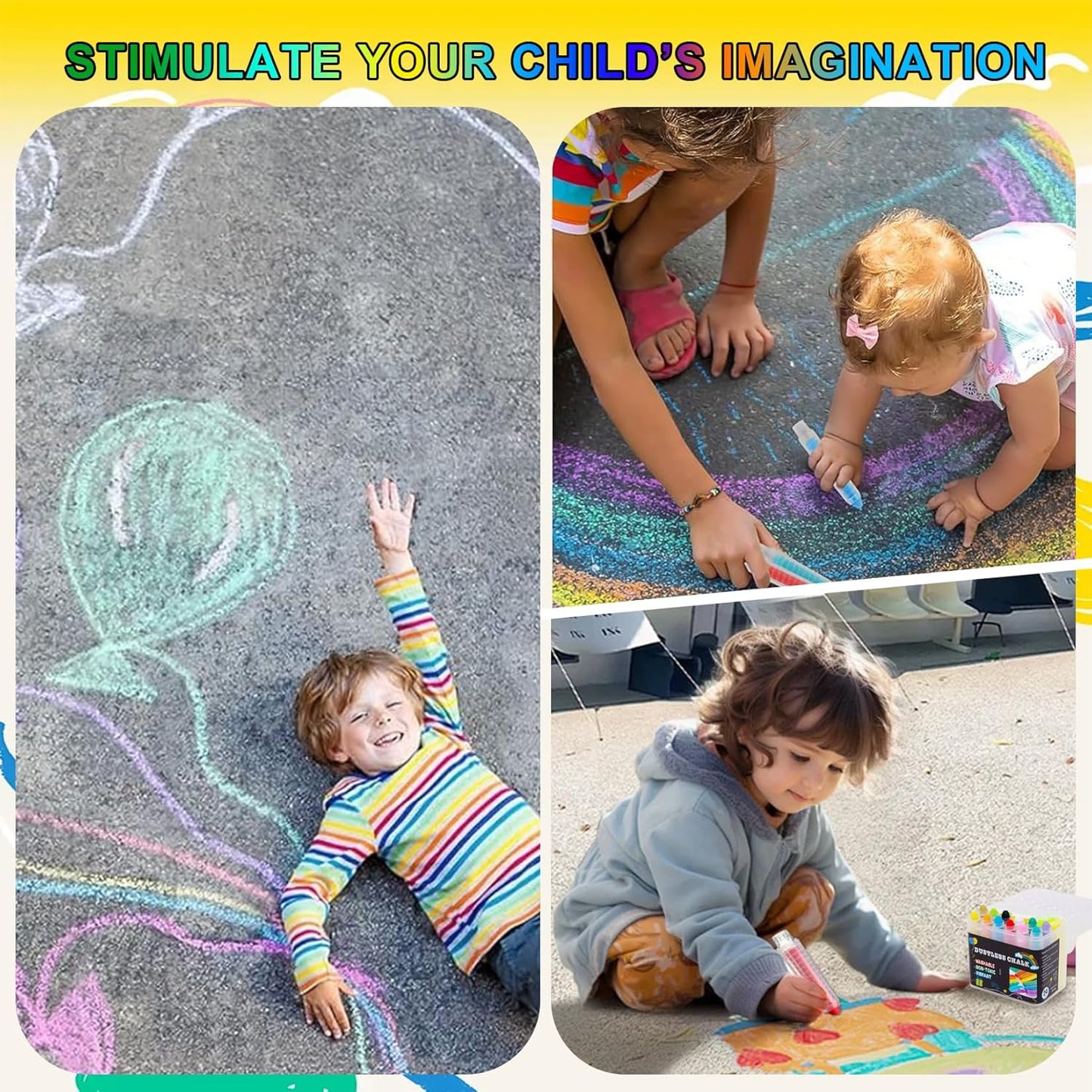 Dustless Chalk Set for Kids, 12 Chalks with Twistable Holder+12 Refills+Wet Wipe Eraser, Non-Toxic Washable Chalkboard Toddlers Chalk, for Blackboard Drawing Writing and Sidewalk Creativity