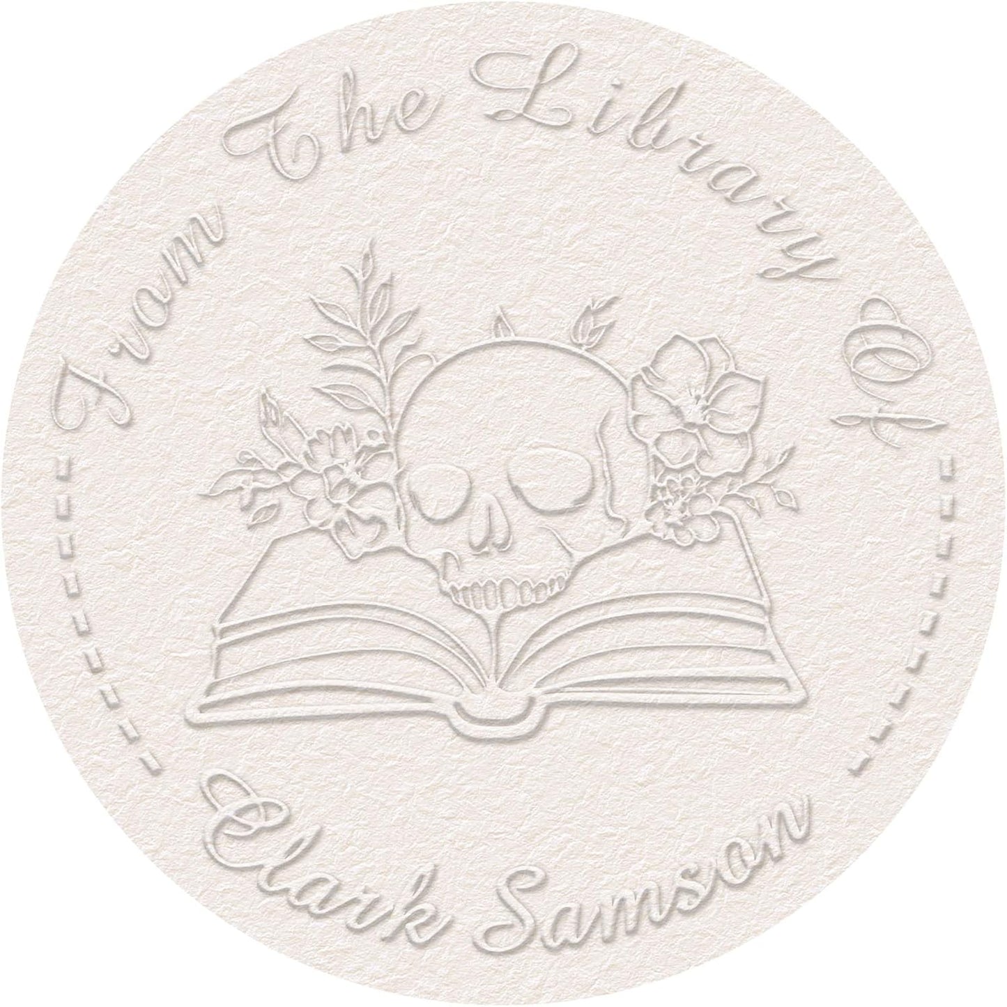 Skull Themed Library Book Embosser， Custom Book Business Card Paper Document Notebook, Self Inking Stamp，Book Lover Gifts，Christmas Gifts (Style06)