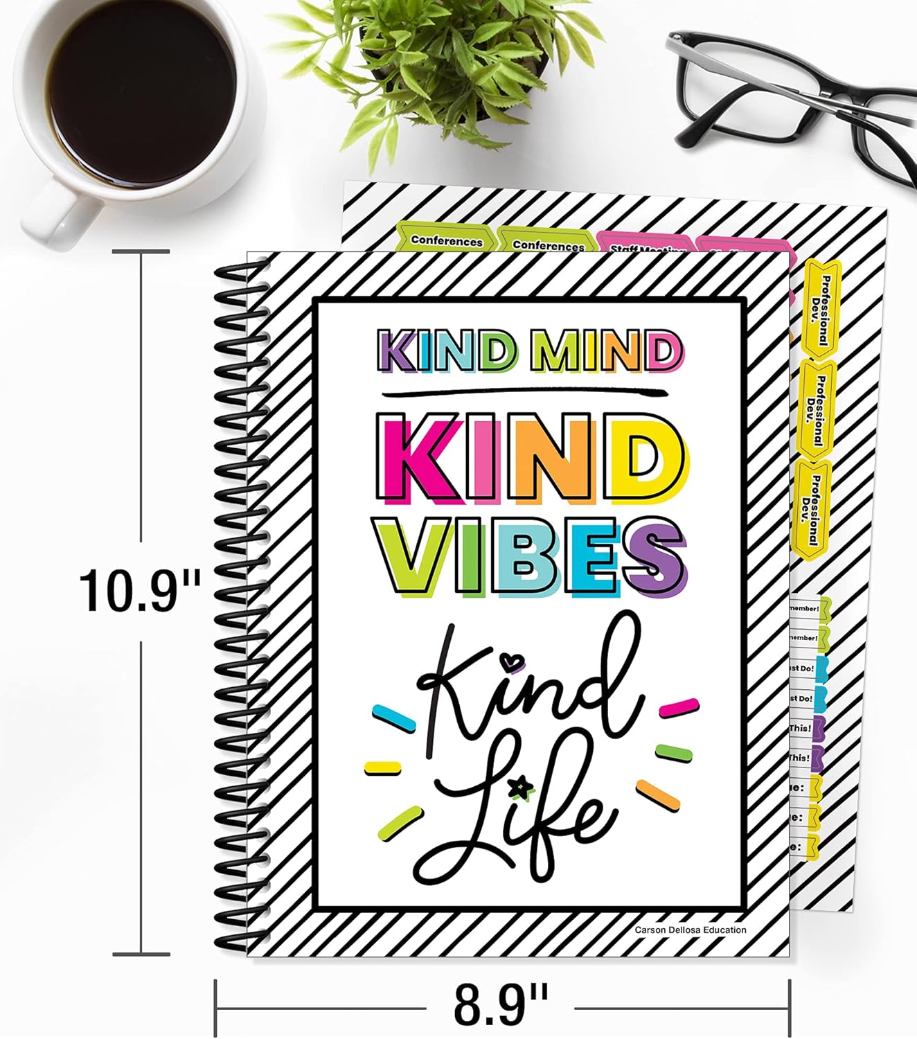 Carson Dellosa Kind Vibes Teacher Planner 2025-2026, Undated 8" x 11" Lesson Plan Book With Stickers, Class Schedule and Weekly Calendar School Supplies, Classroom Must Haves and Homeschool Essentials