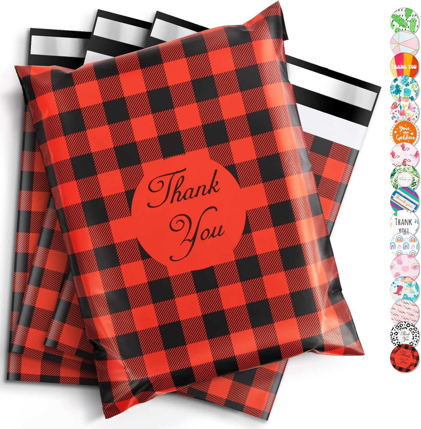 Oududianzi Large Poly Mailers 14.5x19, 50Pack Shipping Bags, Shipping Envelopes, Plastic Packaging Bags, Self-Seal Polymailers, Mailers Poly Bags for Small Business and Clothing - Red plaid