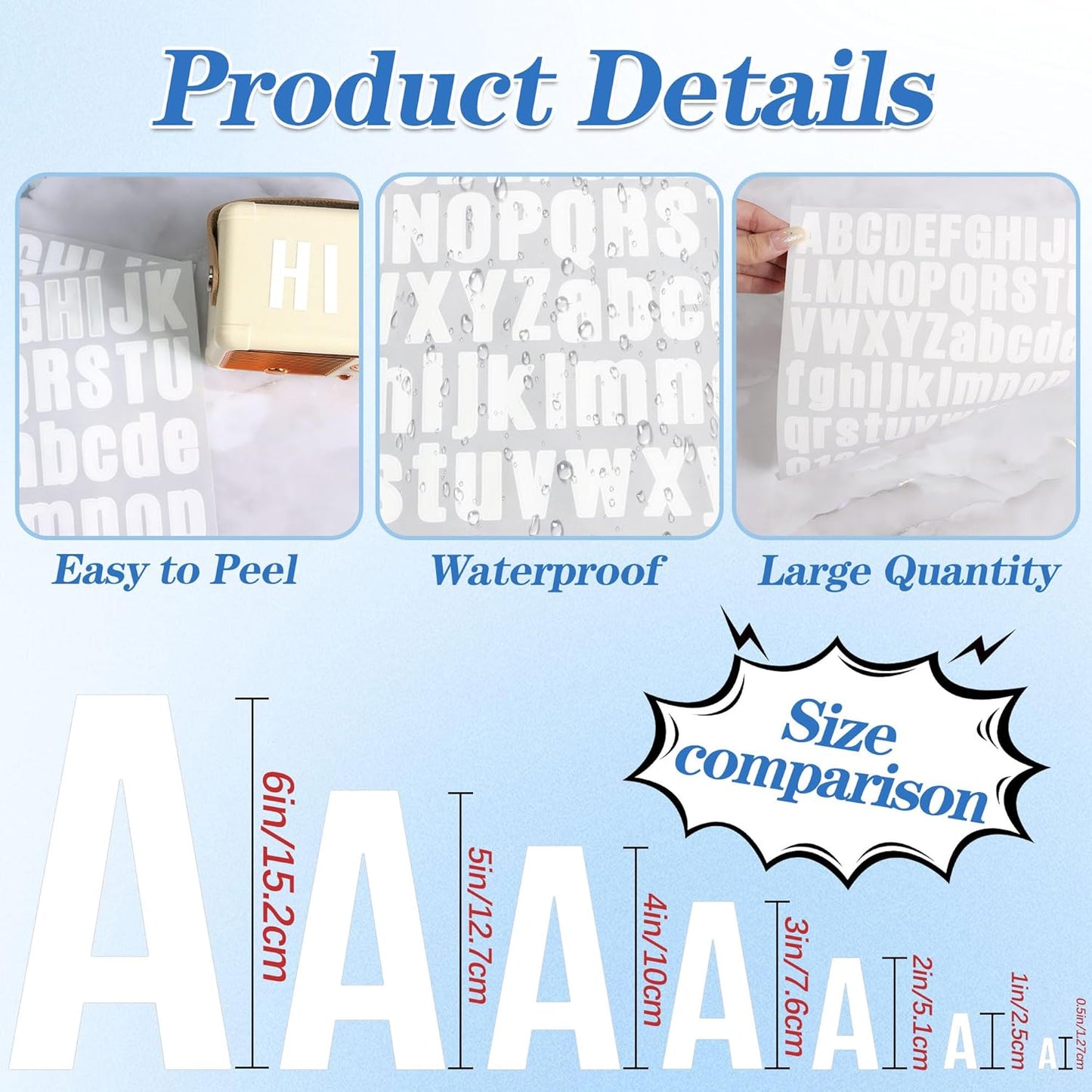 Letter Stickers Small Alphabet Stickers Numbers and Letters Self Adhesive Vinyl Waterproof Sticker for Scrapbooking, Water Bottles,Cup,Mailbox Address,Sign,DIY Crafts Art (White, 0.5 Inch)