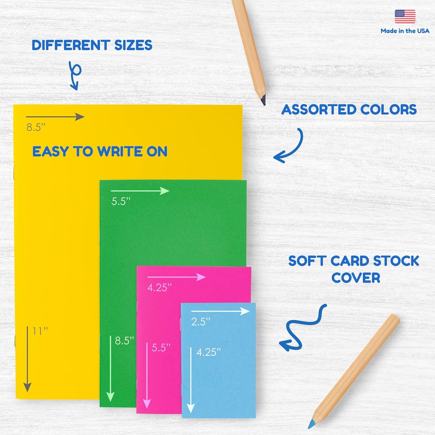 Hygloss Blank Books 5.5 x 8.5 Inches - 100 Pack – 10 Assorted Colors Paperback for Drawing & Writing – Empty Books for Journaling, Sketching or Arts & Craft