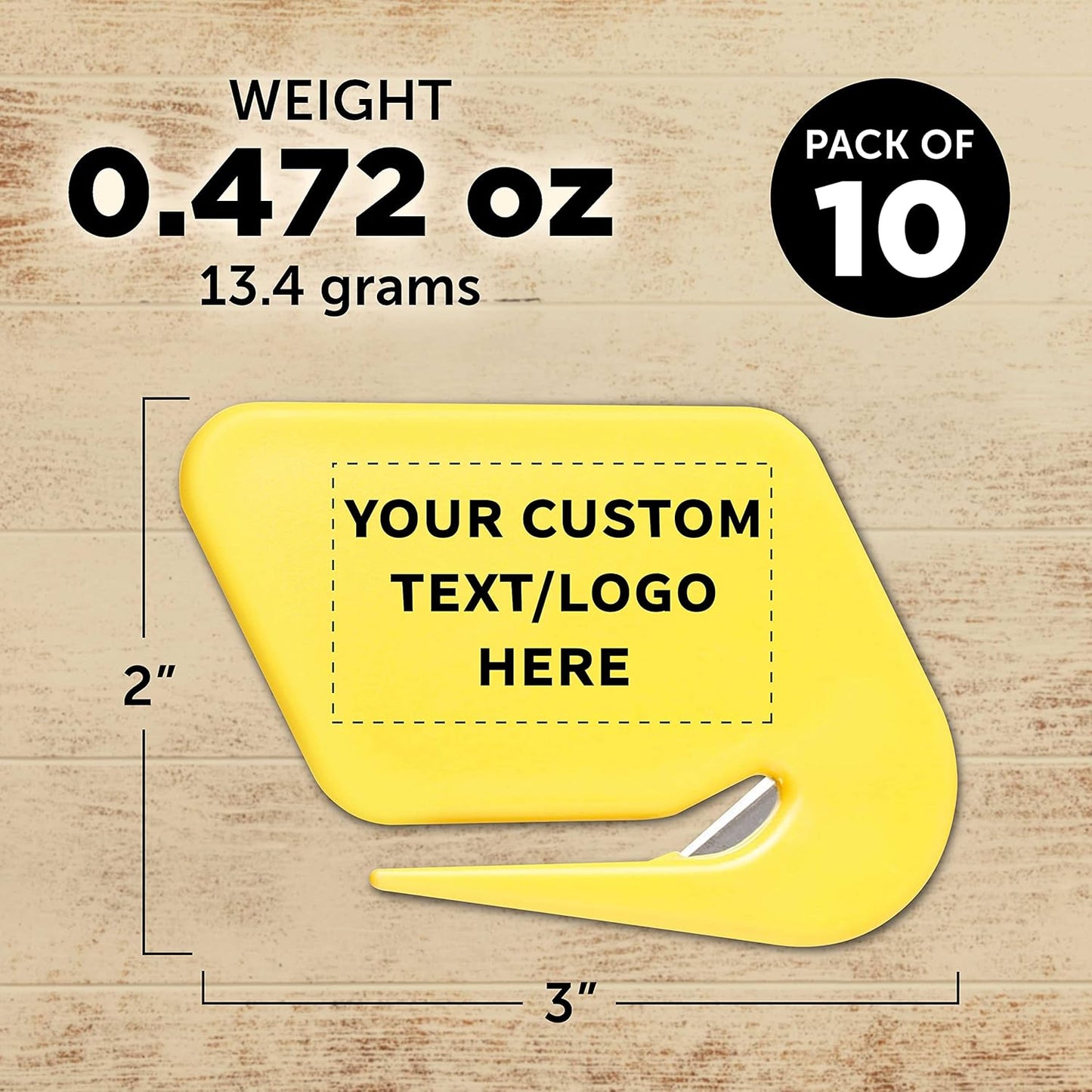 Custom Translucent Plastic Letter Openers Set of 10, Personalized Bulk Pack - Perfect for Home or Office - Yellow