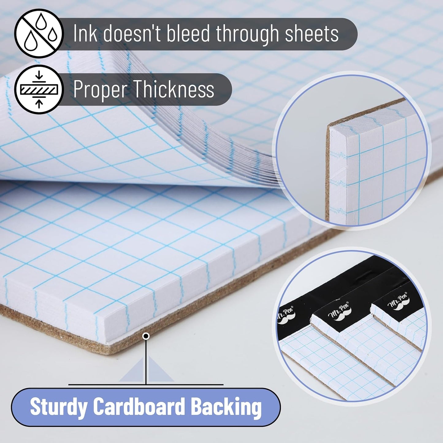 Mr. Pen- Graph Paper, 24 Pack, 30 Sheets/Pack, 8.5"x11", 4x4 (4 Squares Per Inch), Math Graph Paper Pad, Computation Pads