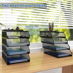 Natwind 4-Tier Paper Organizers, Desk Organizer, Stackable Paper Tray, Desk - Image 5