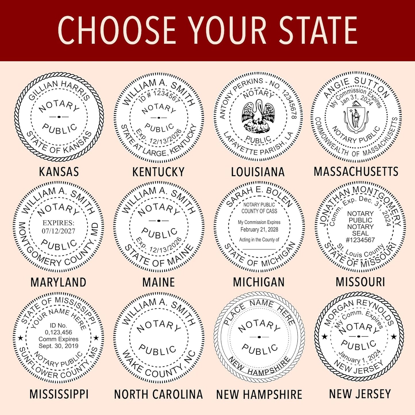 Custom Notary Embosser, Customizable for 37 Total States, Embossed Notary Seal | Great for Official Documents and Paperwork | Great Way to Certify Your Documents (Texas)