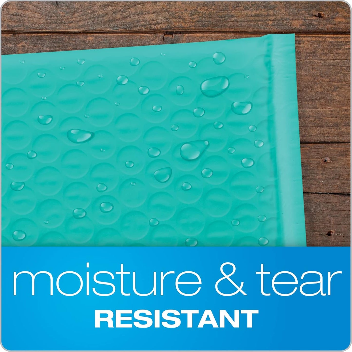 Quality Park Bubble Mailers, 8.25 x 11 Shipping Envelopes, Water Resistant Teal Poly Padded Envelopes, Redi-Strip Peel Off Closure, 25 Per Box (QUA85860)