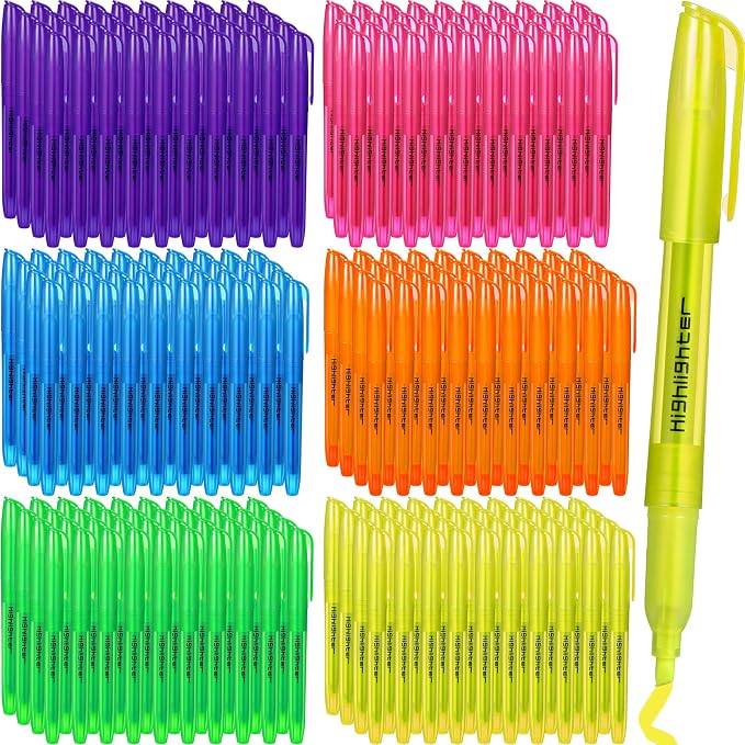 Thenshop 150 Pcs Highlighter Bulk Assorted Colors Fluorescent Highlighter by Thenshop