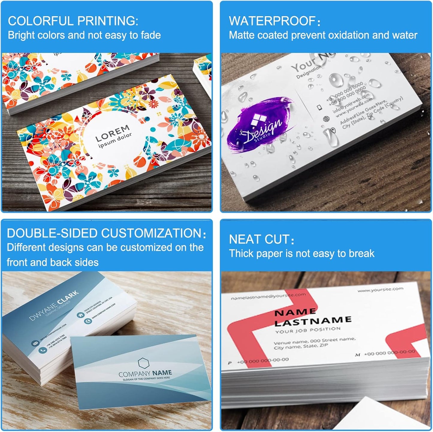 Custom Business Cards with Logo Personalized Double Side Printable Customize Business Cards 1000 500 200 100 for Small Business Women Men-Bakery/Cupcake Template