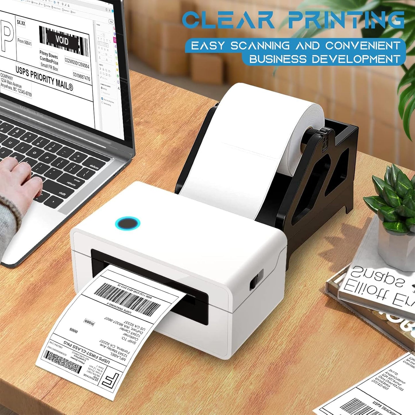 MFLABEL® 4x6 Direct Thermal Shipping Labels - 40 Rolls of 250 Labels, Compatible with Zebra ZP450 ZP500 ZP505 ZP2844, Thermal Printer Labels for USPS, UPS, FedEx, Amazon, Ebay, Shopify