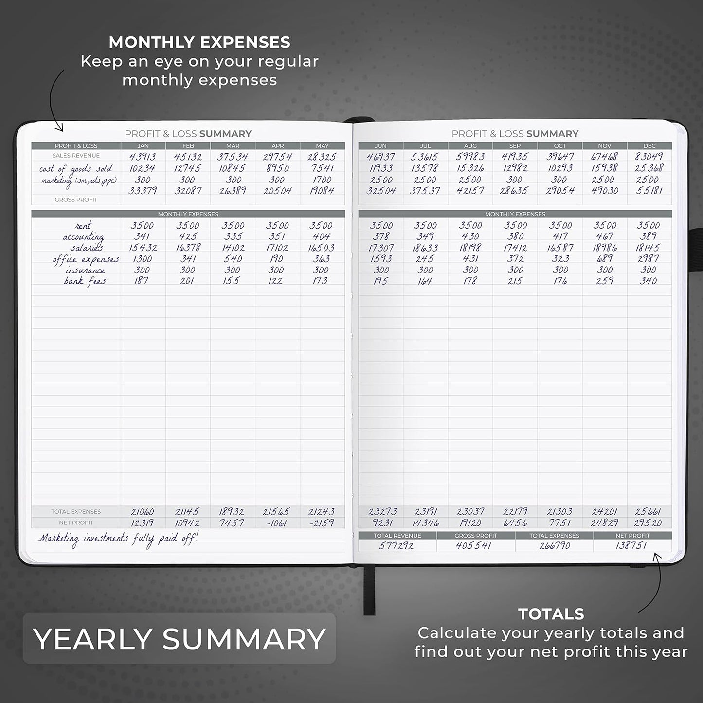 Clever Fox Income & Expense Tracker Large – Accounting & Bookkeeping Ledger Book for Small Business – 2-Year Record Notebook, A4 (Black)