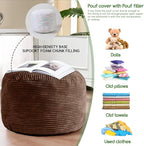 HIGOGOGO Round Stuffed Pouf Ottoman, Corduroy Poufs - Image 5