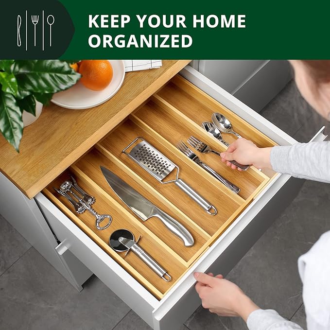 Luxury Bamboo Kitchen Drawer Organizer - Image 6
