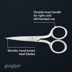 Gingher 4" Embroidery Scissors, Precision Craft Scissors, Hand-Tuned Blades & - Image 2