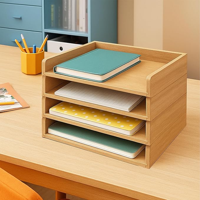 PROLEE Wooden Paper Tray Organizer - Image 5