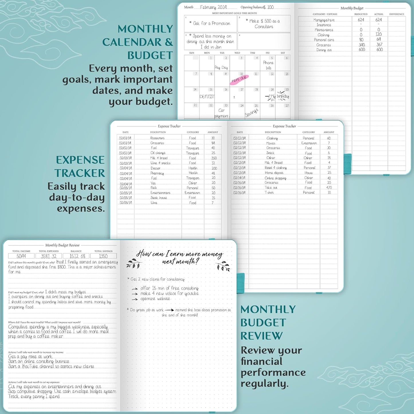 Legend Budget Planner – Financial Organizer Book. Money Account & Expense Tracker Notebook Journal for Household Monthly Budgeting (Turquoise)