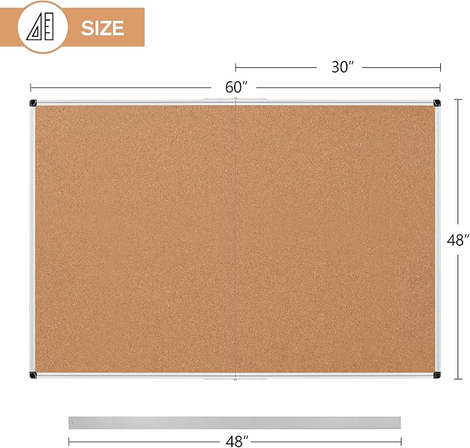 Extra Large Cork Bulletin Board 60" X 48", Foldable Notice Pin Board - Image 3