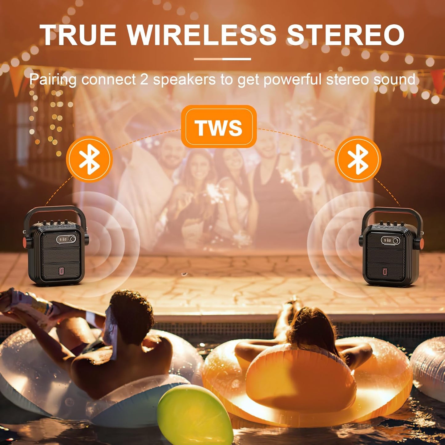 JYX Karaoke Machine with 2 Wireless Microphones, 5200mAh Portable Speaker Set Bluetooth 5.0 Rechargeable PA System with TWS,FM, REC,Stage Subwoofer Supports BT/USB/TF Card/Aux for Party