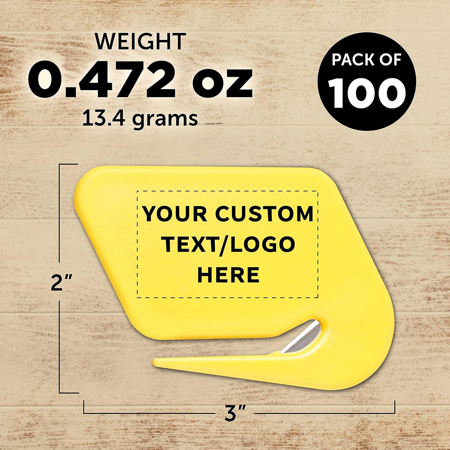 Custom Translucent Plastic Letter Openers Set of 100, Personalized Bulk Pack - Perfect for Home or Office - Yellow