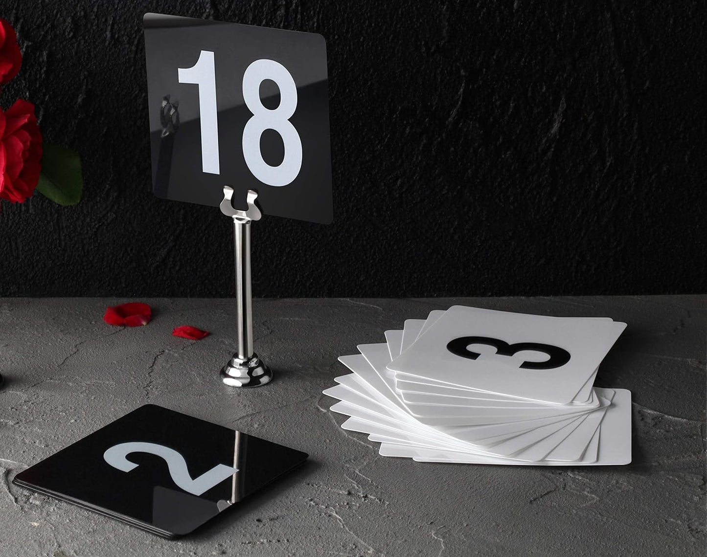 New Star Foodservice 23114 1-25 Double Sided Table Numbers, 4" x 4" Inch, White