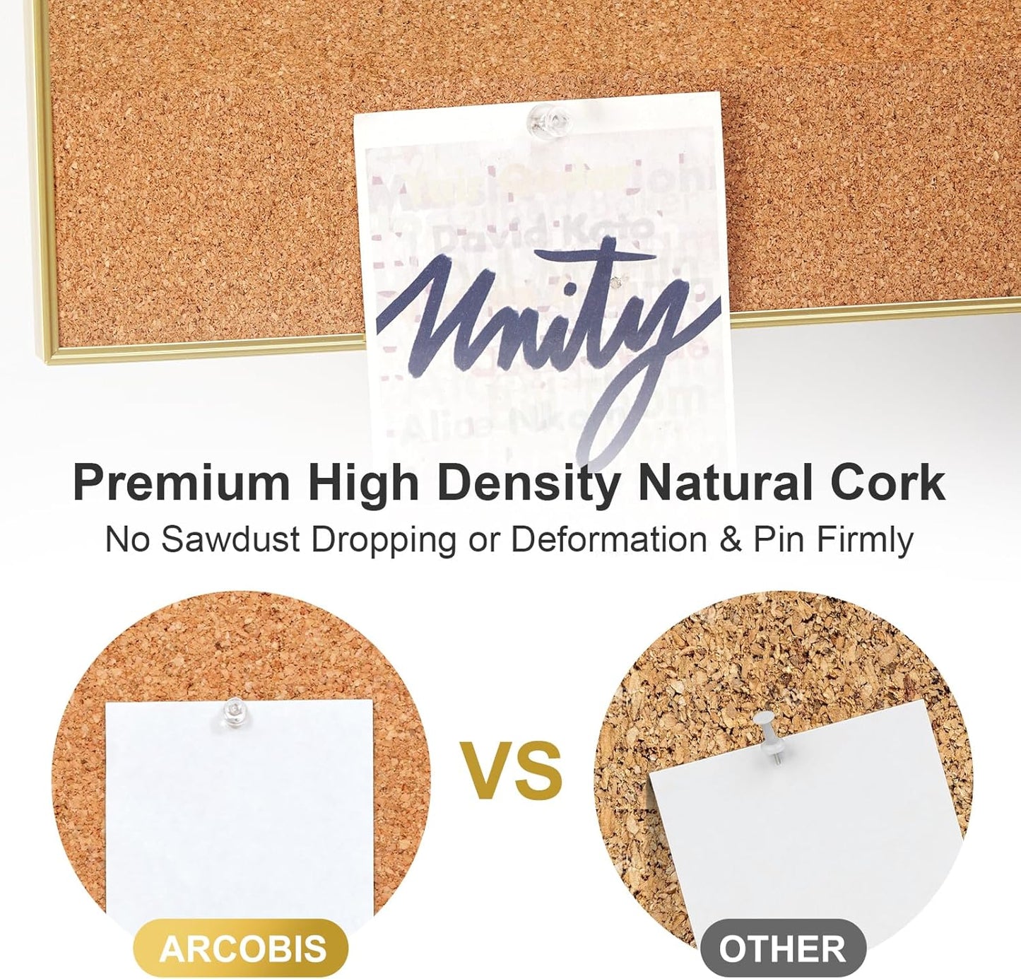ARCOBIS Cork Board White Board Combo, 36 x 24 Inch Bulletin Board-Gold Frame, Magnetic Dry Erase Board & Corkboard for Wall, Vision Board for Home, Office, School
