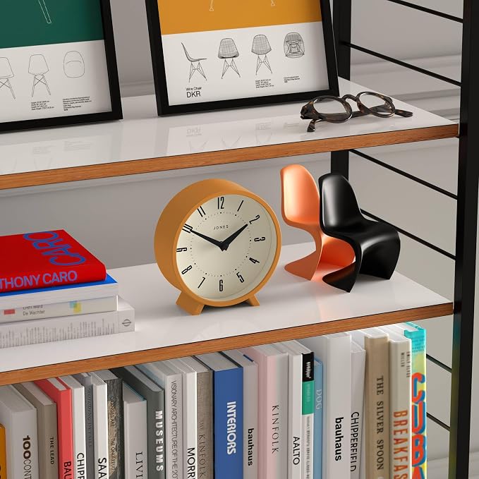 JONES CLOCKS® Venus Desk Clock | Modern Round Design | Mustard Yellow | Stylish - Image 4