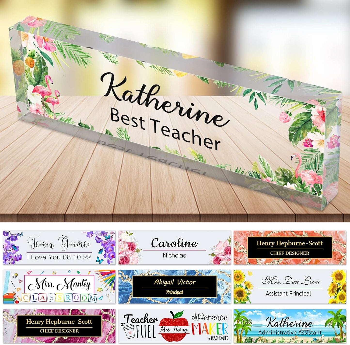 Desk Name Plate Personalized Custom Name Plaque sign for Desks Office Customized Desk Plate Acrylic Block Decor Gift 8x2.5 inch