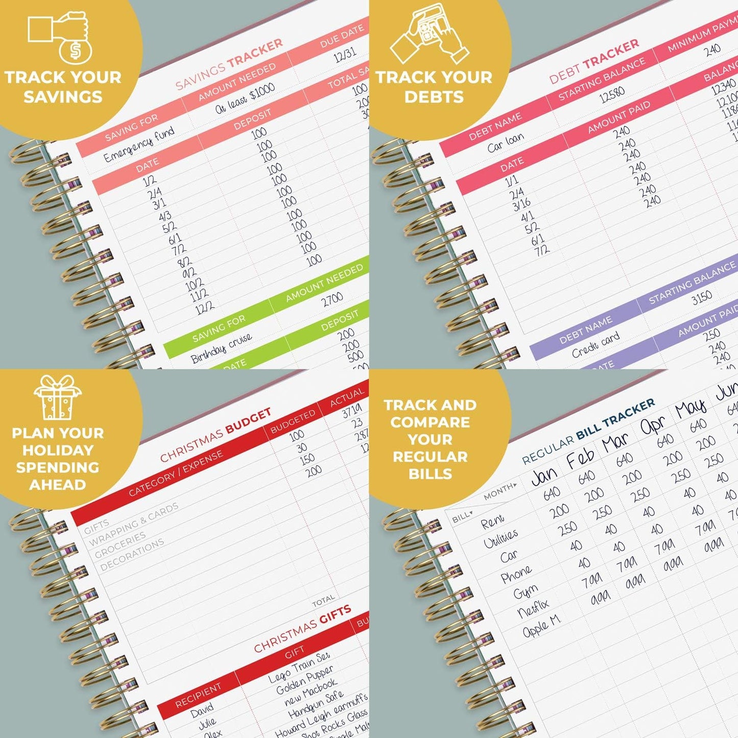 Clever Fox Budget Planner & Monthly Bill Organizer with Pockets. Expense Tracker, Budgeting Journal & Financial Book. Large, 8x9.5" (Rose Gold)
