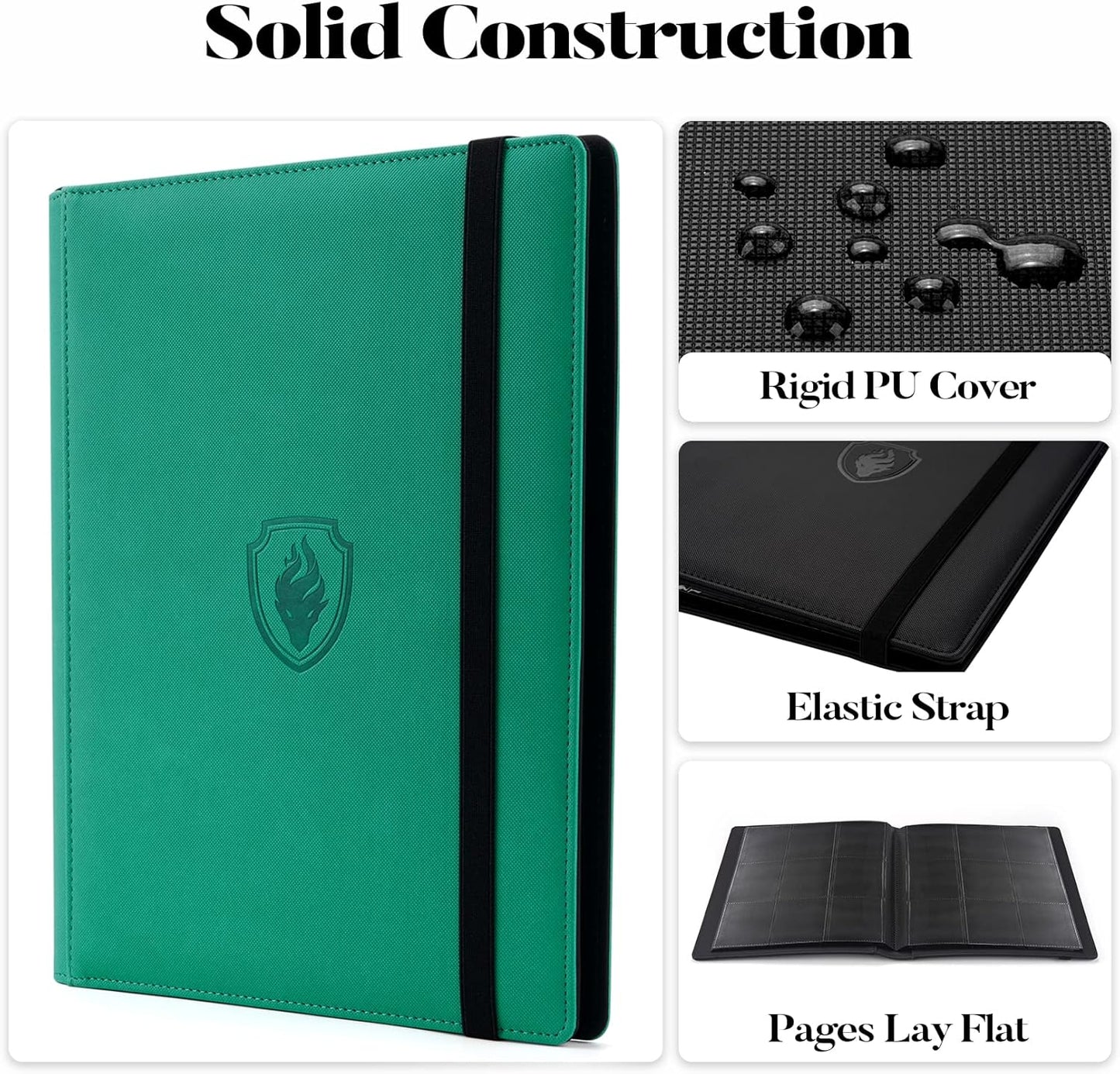 Premium Card Binder 9 Pocket, Fabmaker PU Cover Trading Card Binder for 360 Cards, Sturdy Card Collection Album, Card Holder Folders for YuGiOh, MTG, TCG, Game Cards & Sports Cards, Turquoise