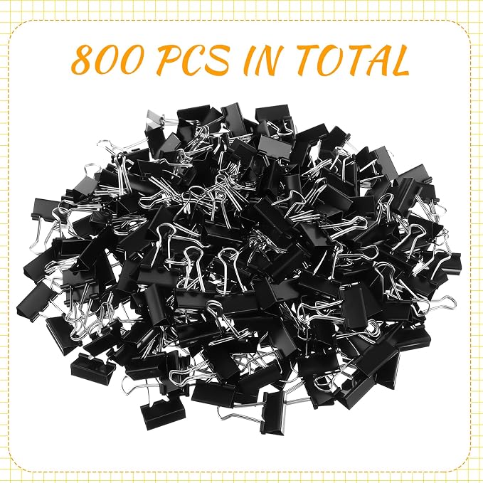 Jetec 800 Pieces 1 Inch Black Binder Clips Bulk Medium Paper Clamps Metal Paper - Image 3