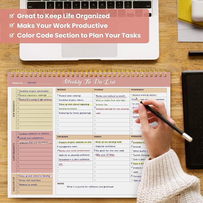 Weekly To Do List Notepad with 52 Undated Sheets（8.5"×11"）6 Pack - Image 7