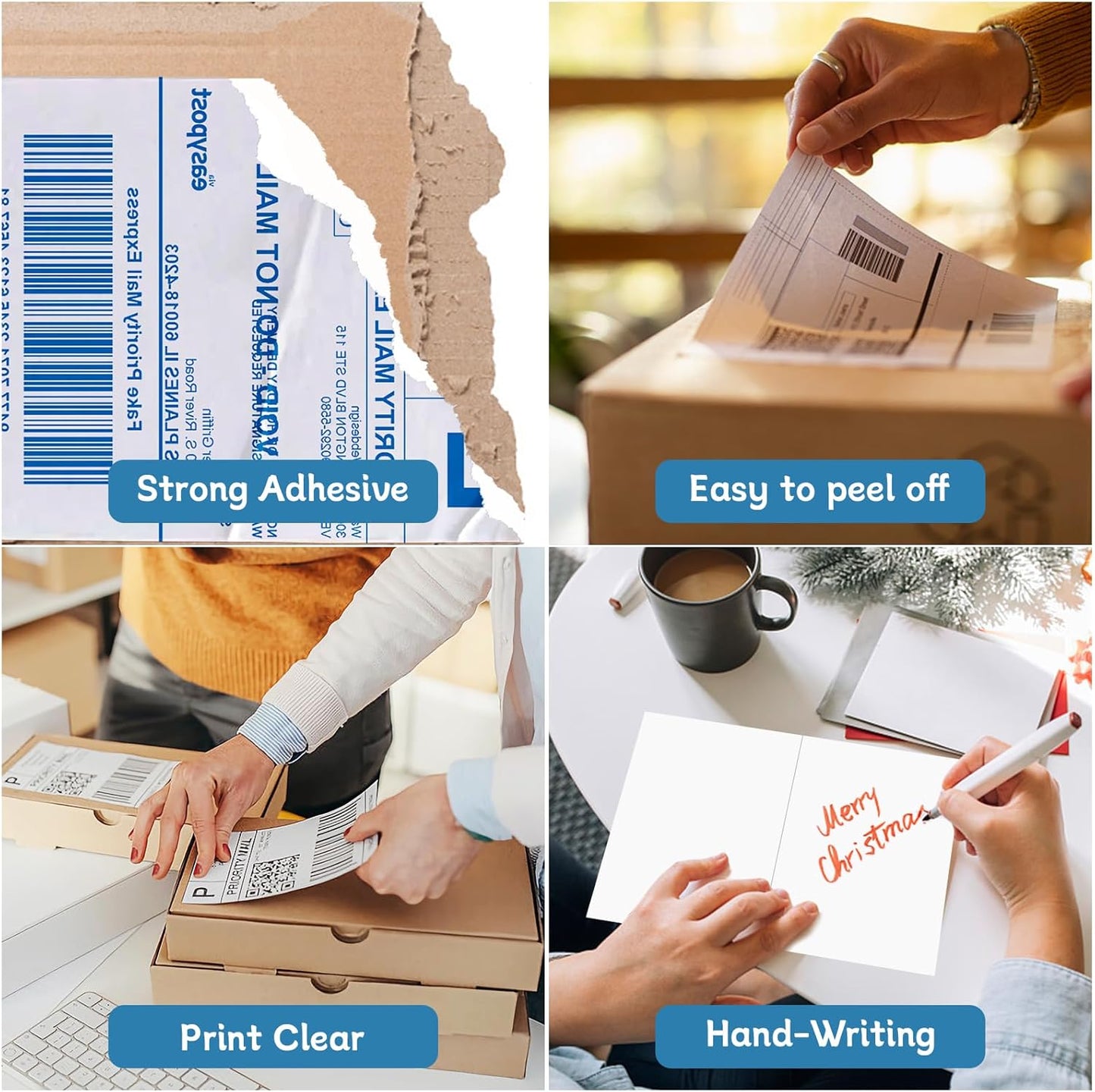 8.5” x 5.5” Half Sheet Shipping Labels, Label Sticker for Laser&Inkjet Printers, White Half Page Label Stickers, 2 Labels per Sheet, 8.5” x 11” Adhesive Half Page Labels, 200 Labels.