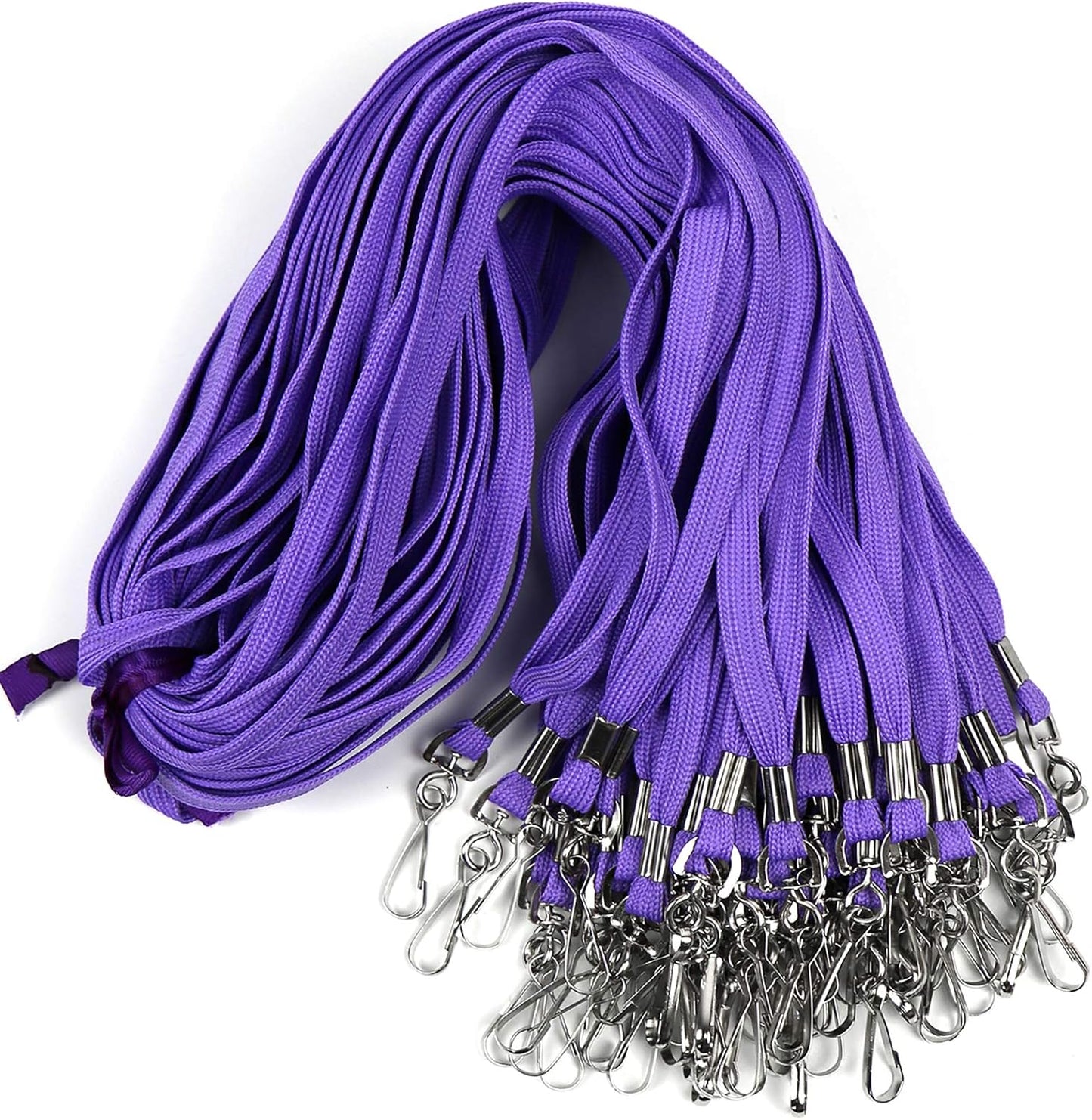 Beebel Lanyard 50PCS Lanyards with Swivel Hook clips for ID Name Badge Holder (Purple)