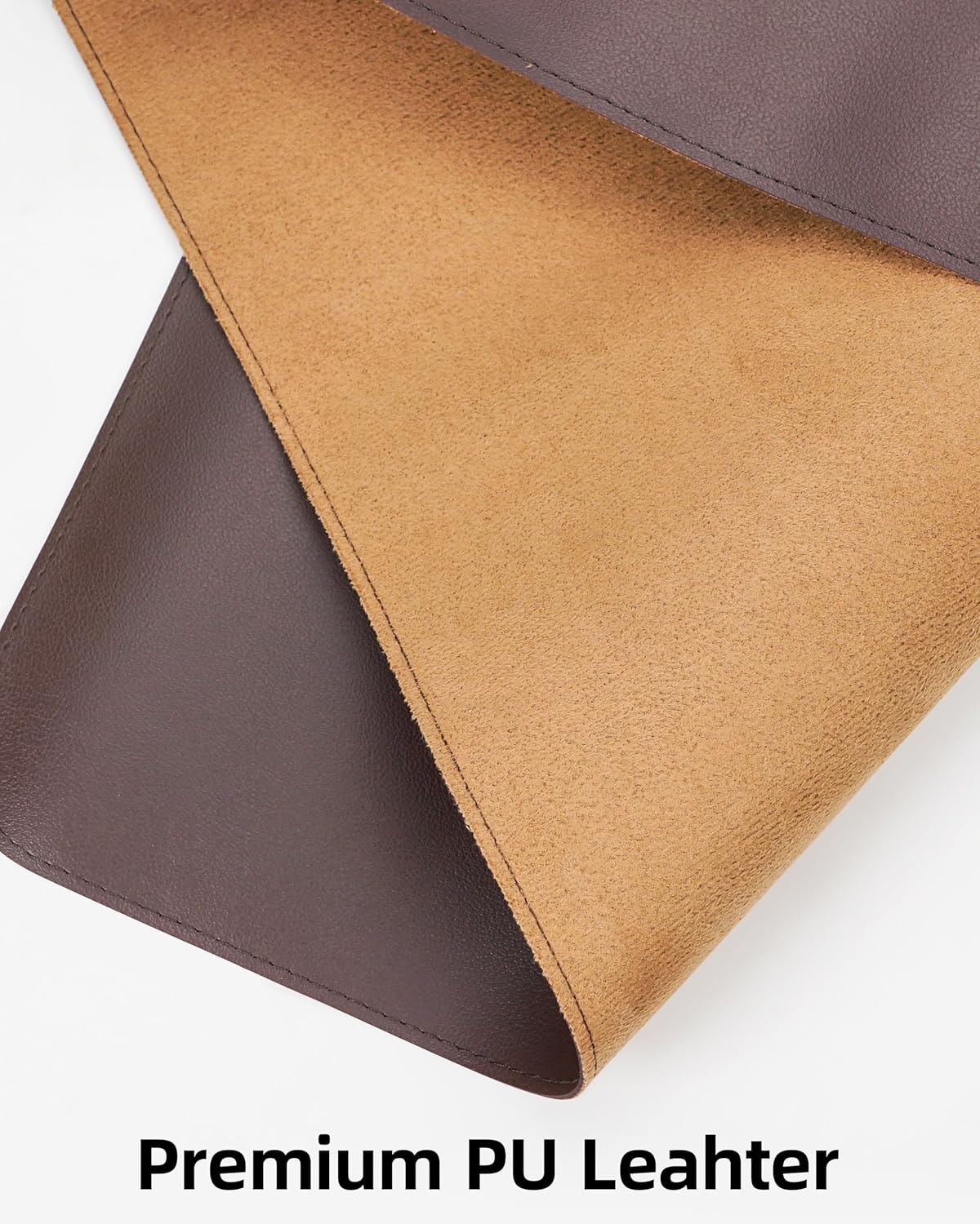 Desk Pad Mat 23.6"x13.7" - Waterproof Mouse Pad & Desk Protector, Non-Slip PU Leather for Gaming Keyboard/Mouse, Stitched Edge XL Office Desk Pad with Ergonomic Support(Coffee)