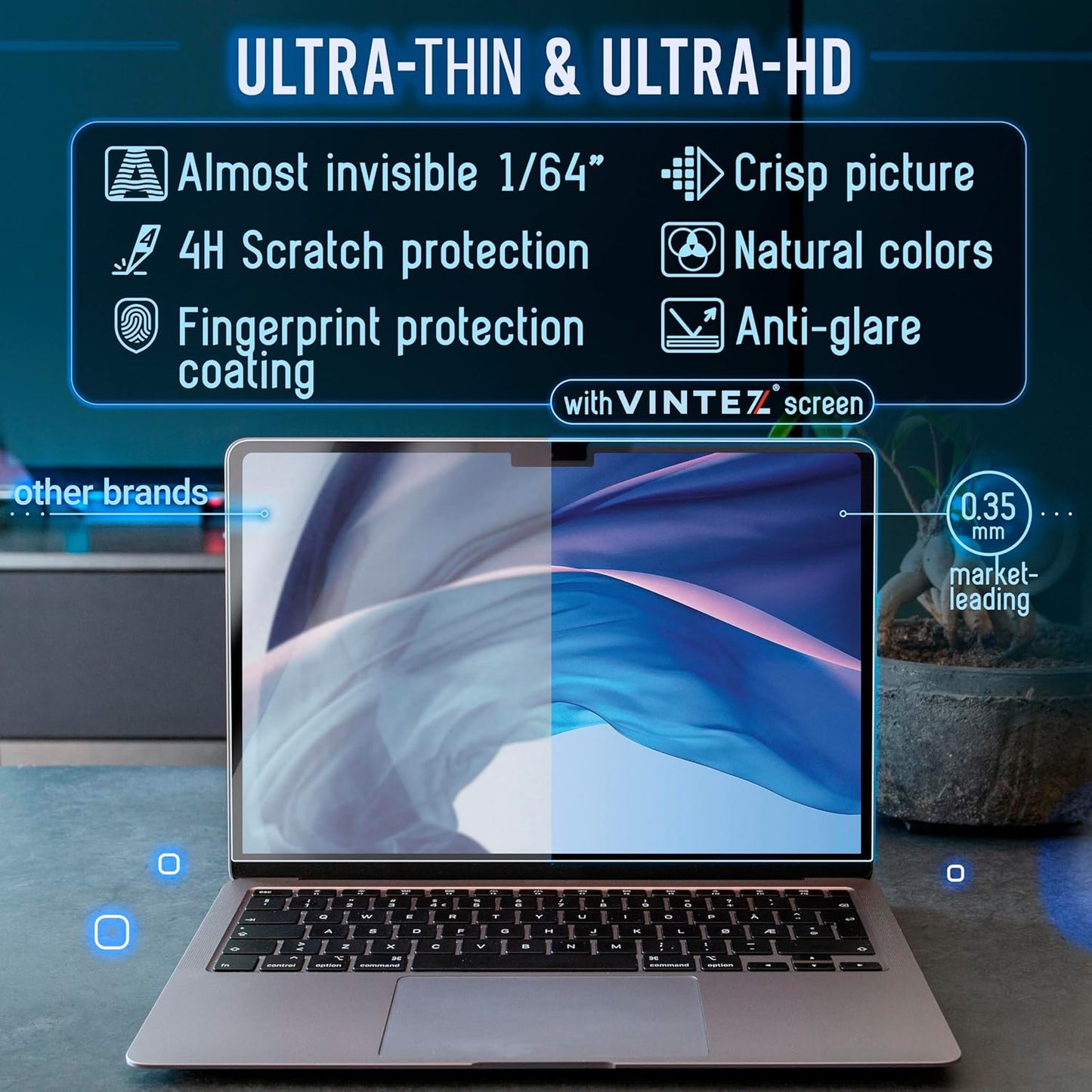 VINTEZ Magnetic Blue Light Screen Protector Compatible With MacBook Pro 14" 2021, 2022, 2023, 2024, M1, M2, M3, M4 Anti Blue Light Blocking Filter for Laptop