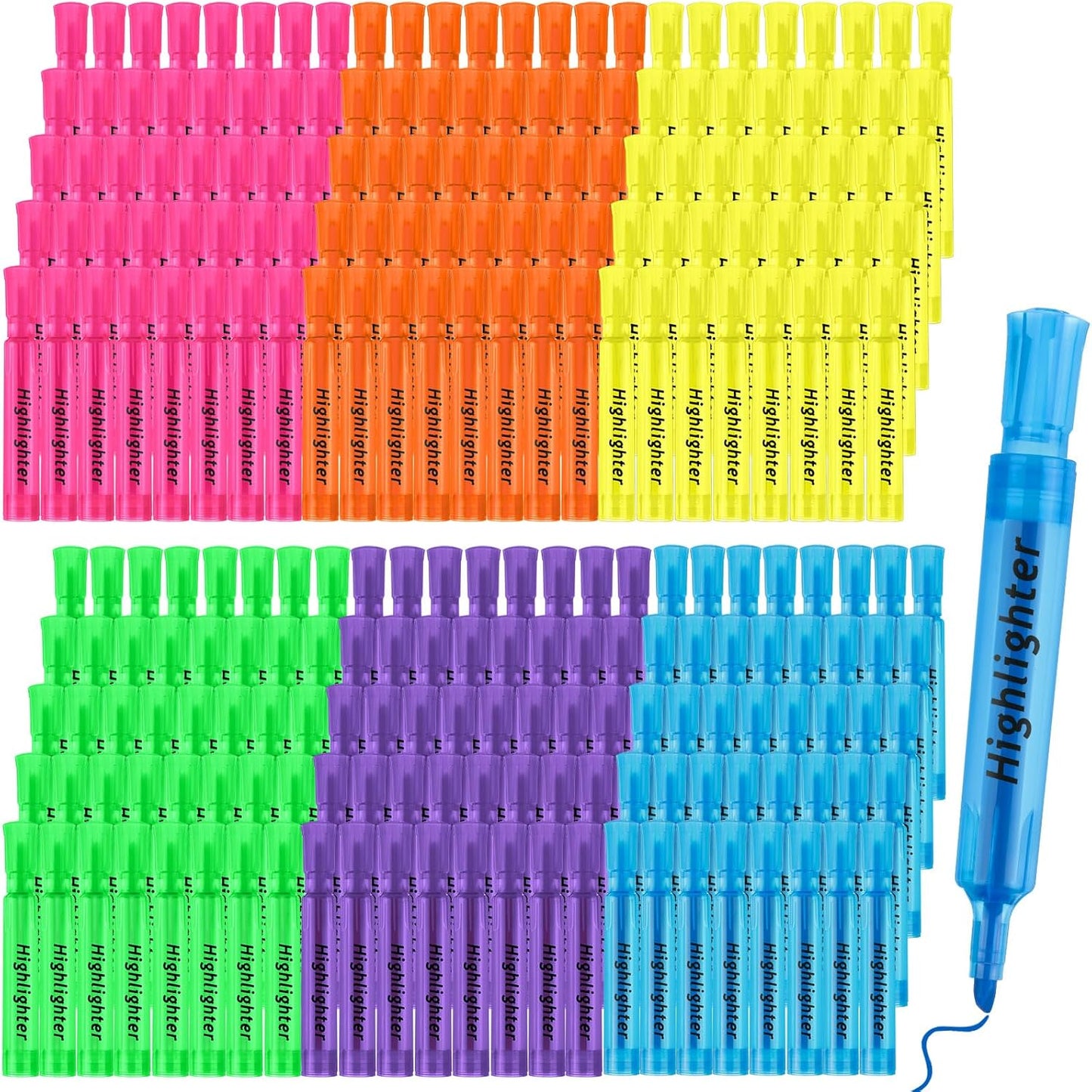 Teling 240 Pcs Highlighters Bulk Chisel Tip Tank Style Highlighters for School Classroom Assorted Color Fluorescent Pens for Office Shop